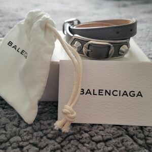 Balenciaga Gray Leather Belt